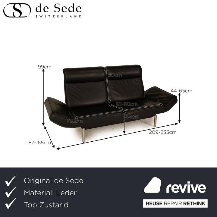 de Sede DS 450 Leder Zweisitzer Schwarz Sofa Couch Funktion