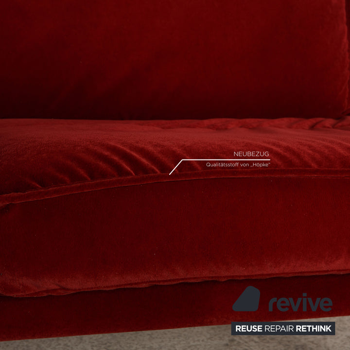 de Sede DS 450 Stoff Sofa Rot Zweisitzer Couch Funktion Neubezug