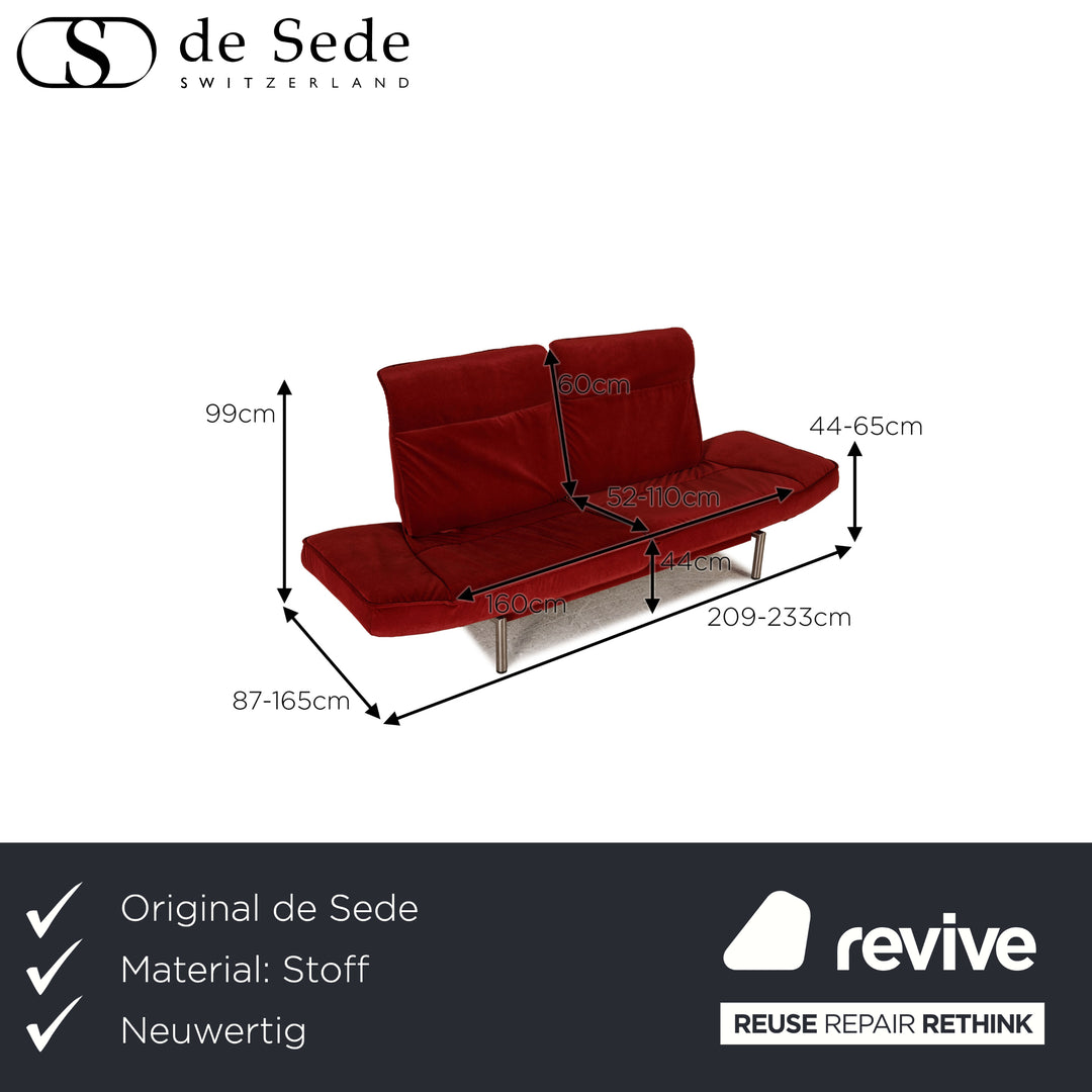 de Sede DS 450 Stoff Sofa Rot Zweisitzer Couch Funktion Neubezug