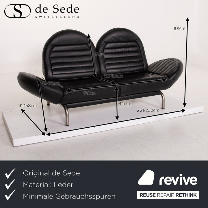 de Sede ds 455 leather sofa black two-seater relax function #15291