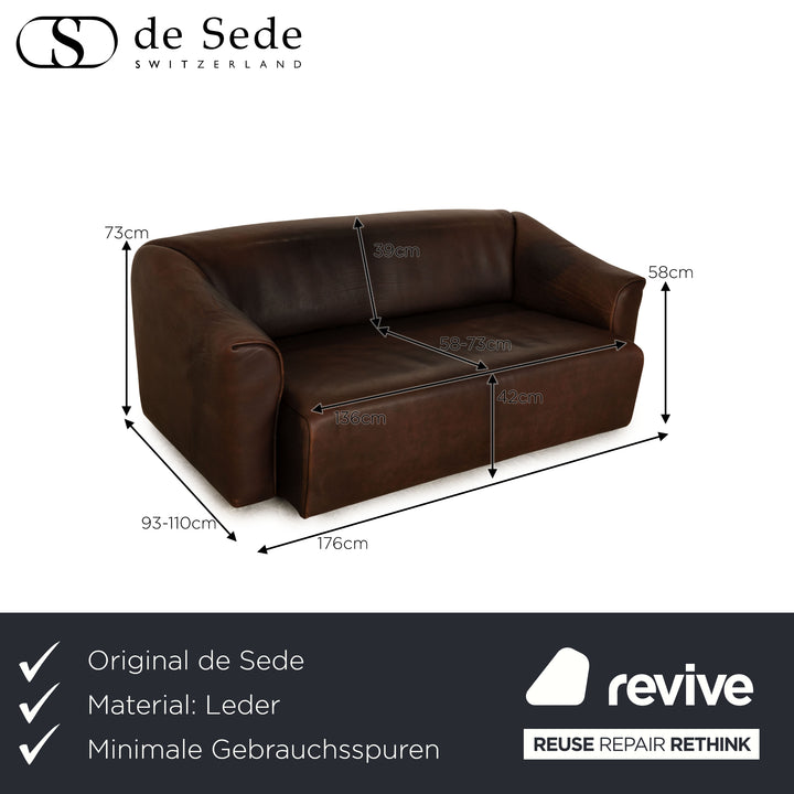 de Sede DS 47 leather three-seater brown sofa couch manual function