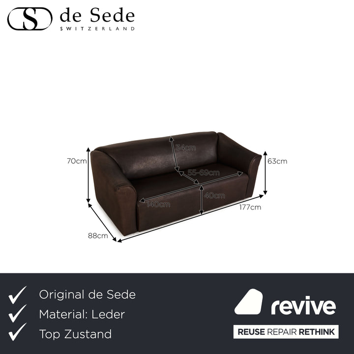 de Sede ds 47 Leder Sofa Braun Zweisitzer Couch Funktion