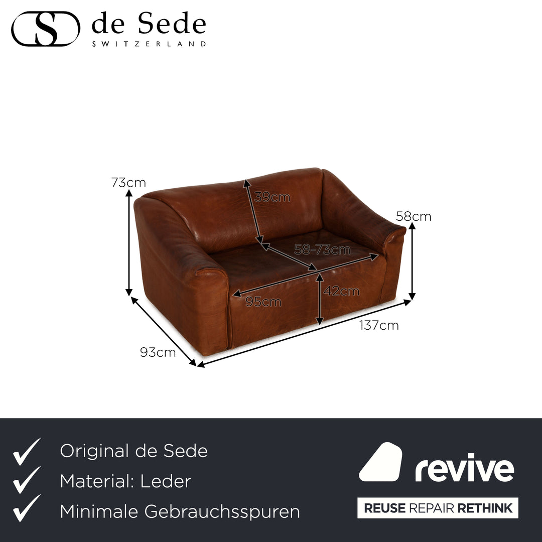 de Sede DS 47  Leder Sofa Braun Zweisitzer Couch Funktion