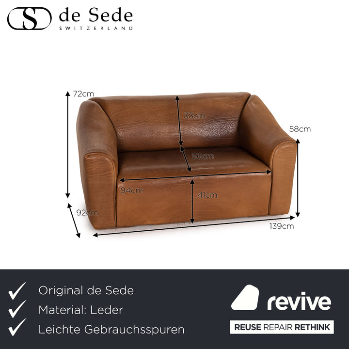 de Sede DS 47 Leder Sofa Braun Zweisitzer Funktion Vintage Couch