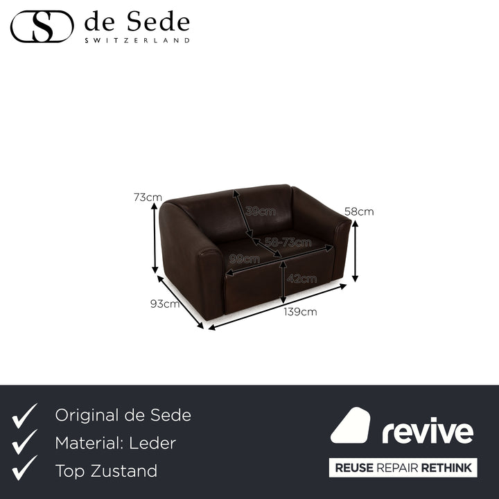 de Sede ds 47 Leder Sofa Braun Dunkelbraun Zweisitzer Couch