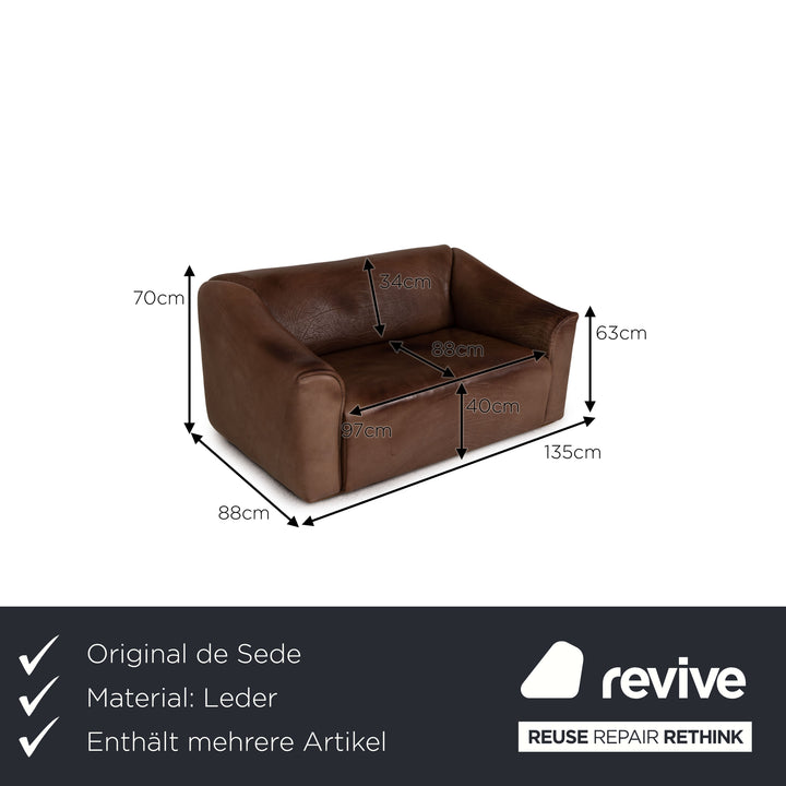 de Sede ds 47 leather sofa set brown 2x three-seater two-seater couch