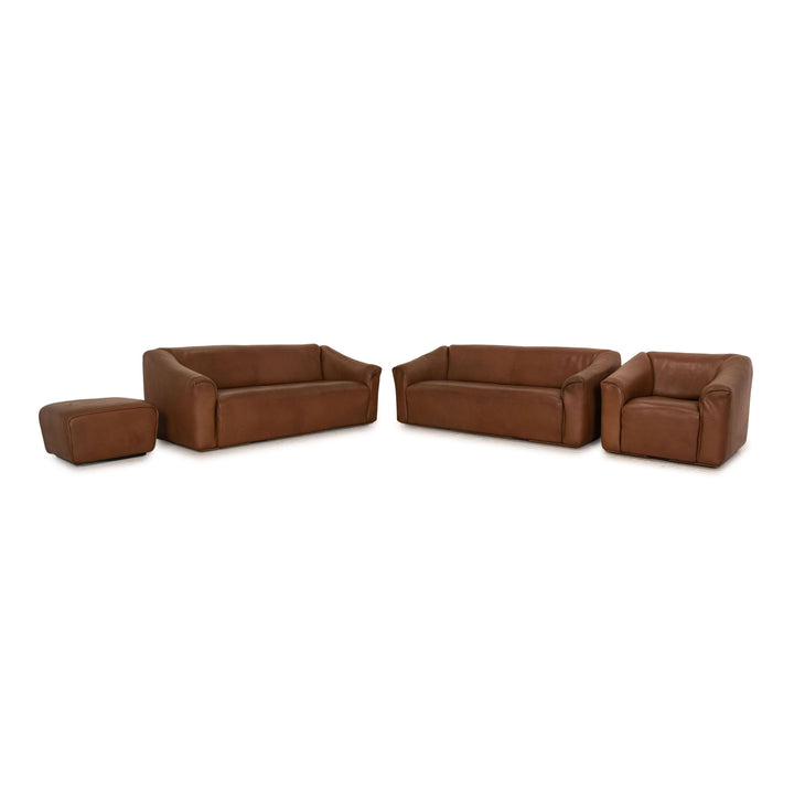 de Sede ds 47 Leder Sofa Garnitur Braun 2x Zweisitzer Sessel Hocker Couch Funktion