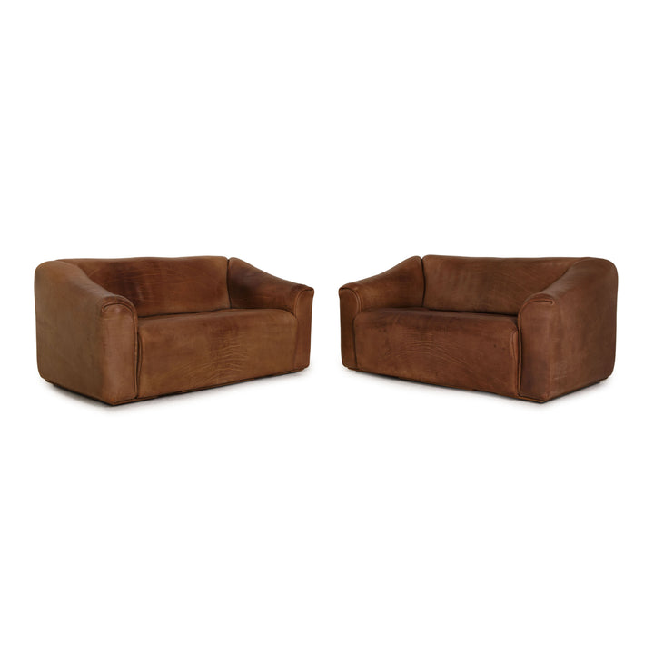 de Sede ds 47 leather sofa set brown 2x two-seater couch