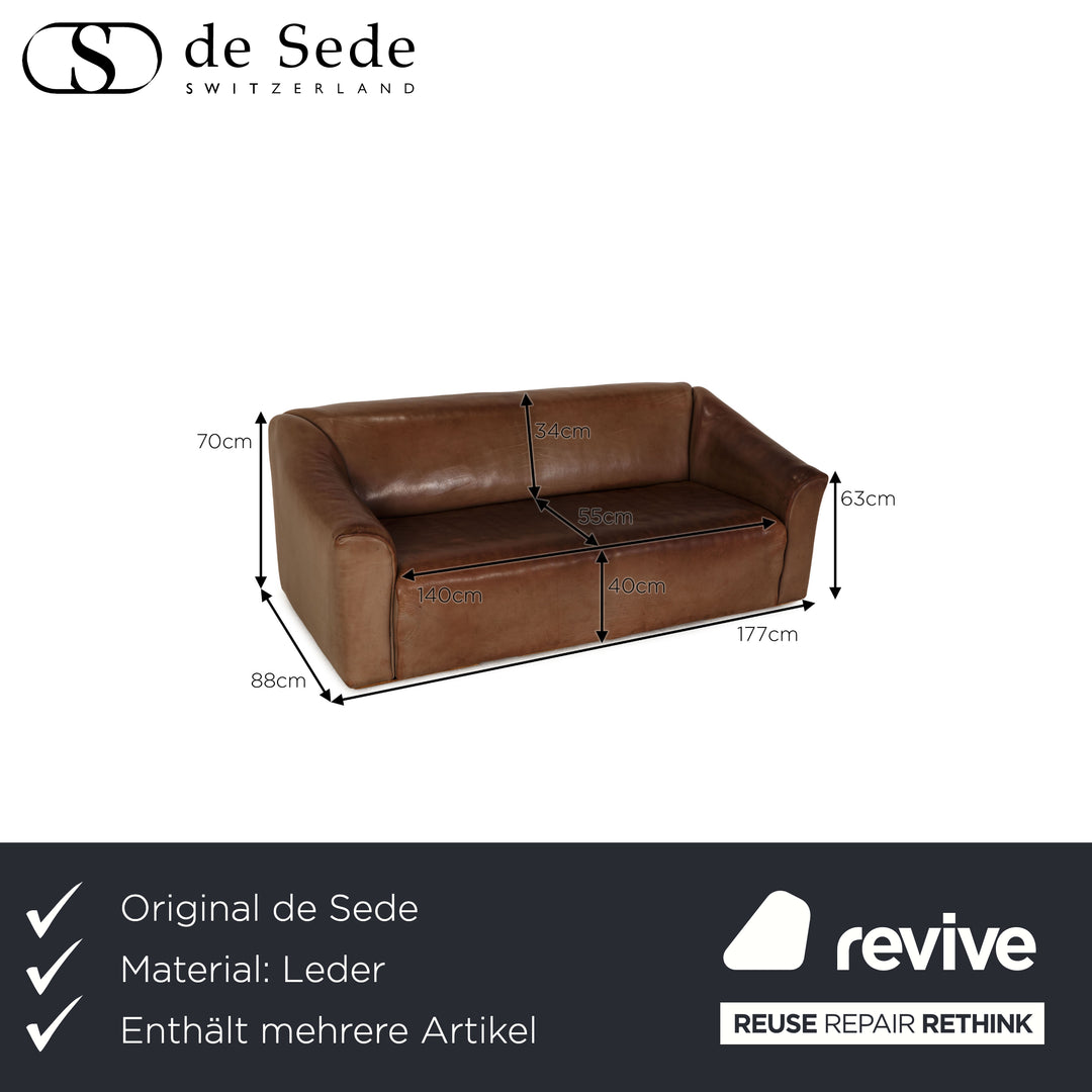 de Sede ds 47 Leder Sofa Garnitur Braun Dreisitzer Zweisitzer