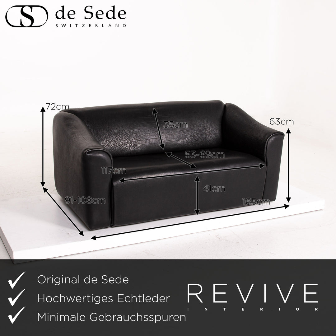 de Sede DS 47 Leder Sofa Schwarz Zweisitzer Couch #14813