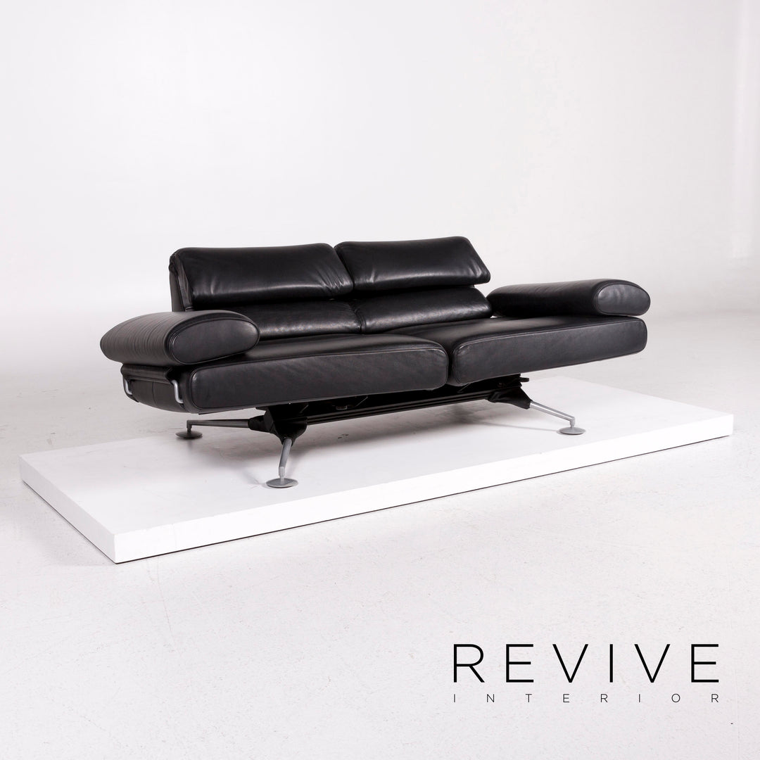 de Sede DS 470 Leder Sofa Schwarz Zweisitzer Funktion Relaxfunktion Couch #12097
