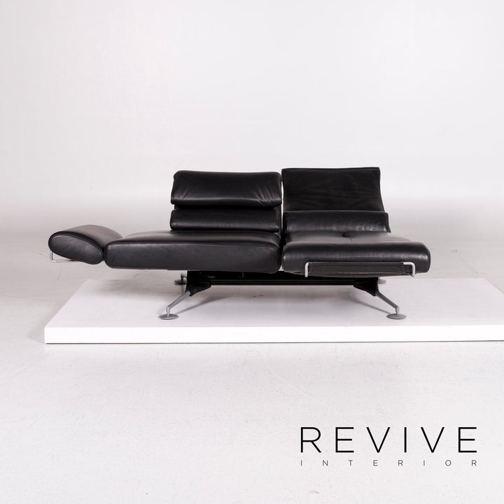 de Sede DS 470 Leder Sofa Schwarz Zweisitzer Funktion Relaxfunktion Couch #12097