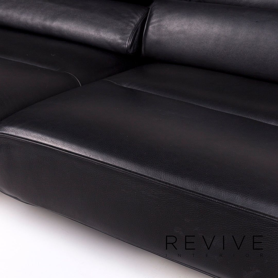 de Sede DS 470 Leder Sofa Schwarz Zweisitzer Funktion Relaxfunktion Couch #12097