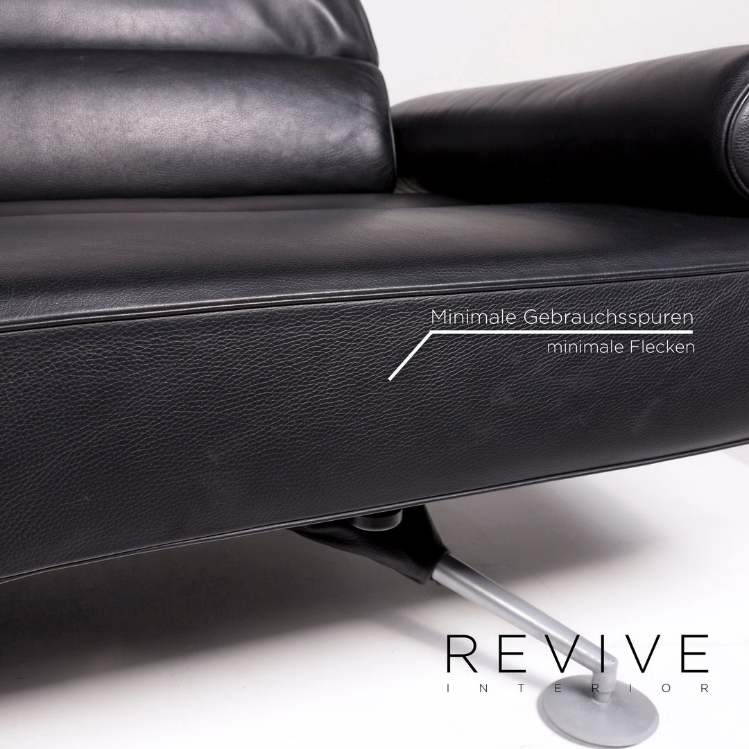 de Sede DS 470 Leder Sofa Schwarz Zweisitzer Funktion Relaxfunktion Couch #12097