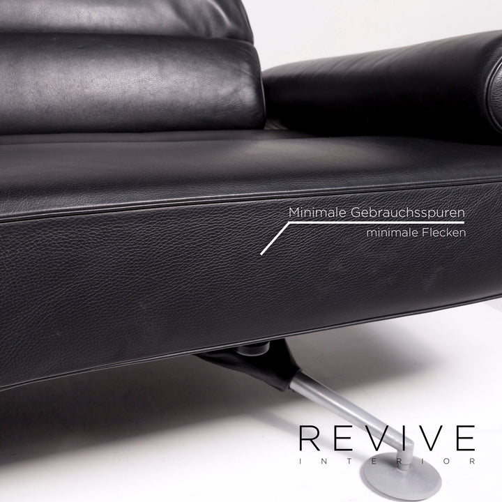 de Sede DS 470 Leder Sofa Schwarz Zweisitzer Funktion Relaxfunktion Couch #12097