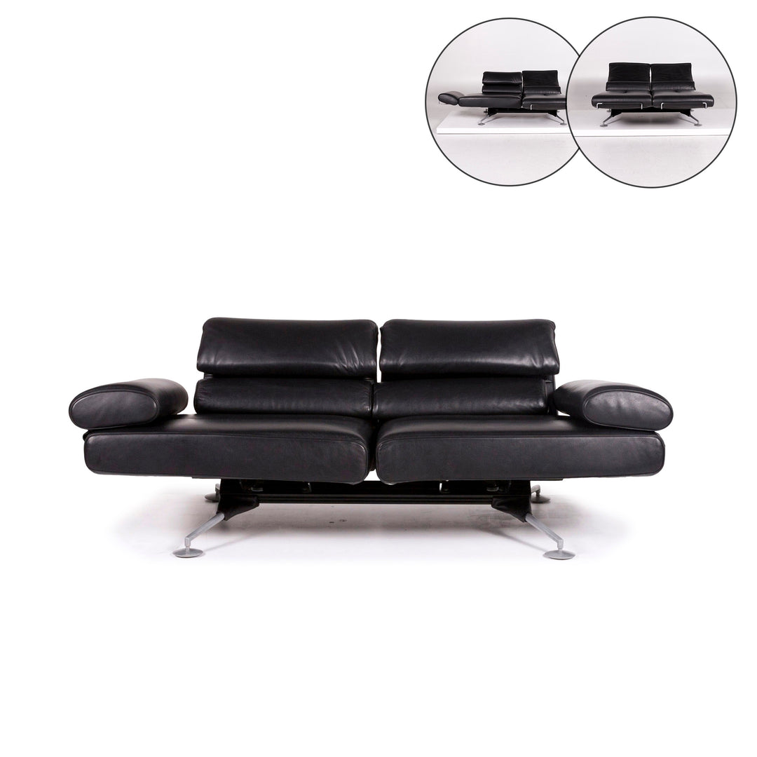 de Sede DS 470 Leder Sofa Schwarz Zweisitzer Funktion Relaxfunktion Couch #12097