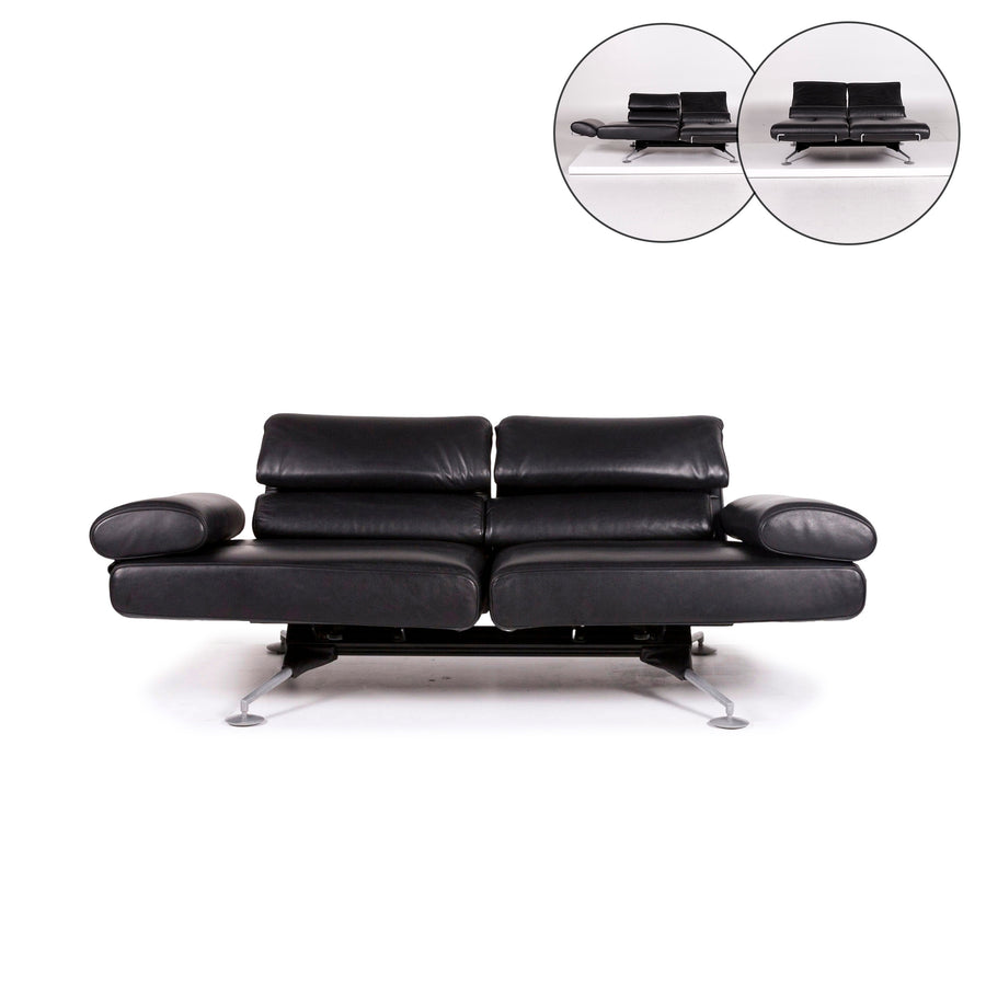 de Sede DS 470 Leder Sofa Schwarz Zweisitzer Funktion Relaxfunktion Couch #12097