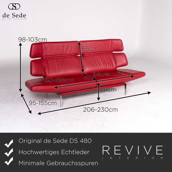 de Sede DS 480 Leder Sofa Rottt Zweisitzer Couch Funktion Echtleder #5845