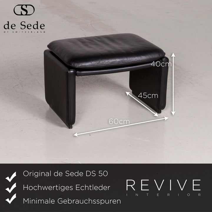 de Sede DS 50 Designer Leder Sessel Hocker Garnitur Schwarz Echtleder Stuhl Relax Funktion #7431