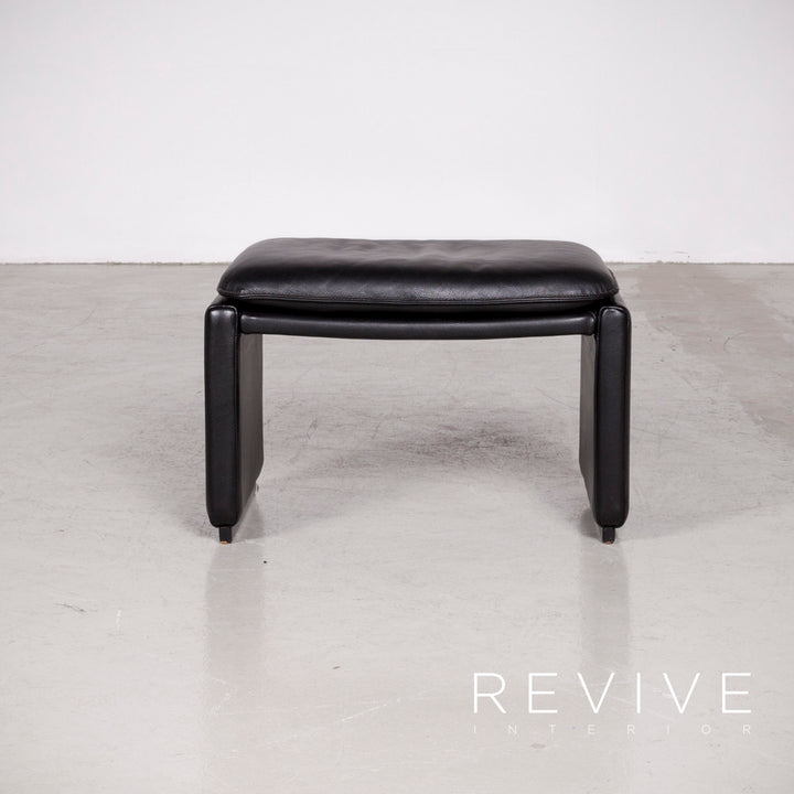 de Sede DS 50 Designer Leder Sessel Hocker Garnitur Schwarz Echtleder Stuhl Relax Funktion #7431