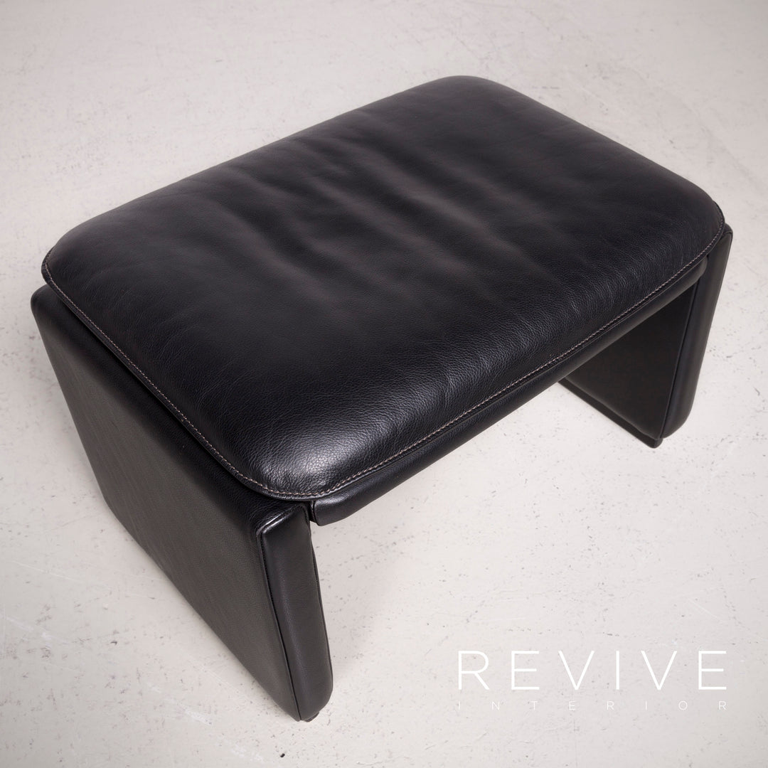 de Sede DS 50 Designer Leder Sessel Hocker Garnitur Schwarz Echtleder Stuhl Relax Funktion #7431