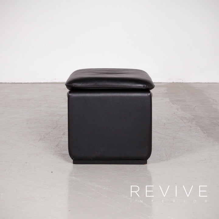 de Sede DS 50 Designer Leder Sessel Hocker Garnitur Schwarz Echtleder Stuhl Relax Funktion #7431