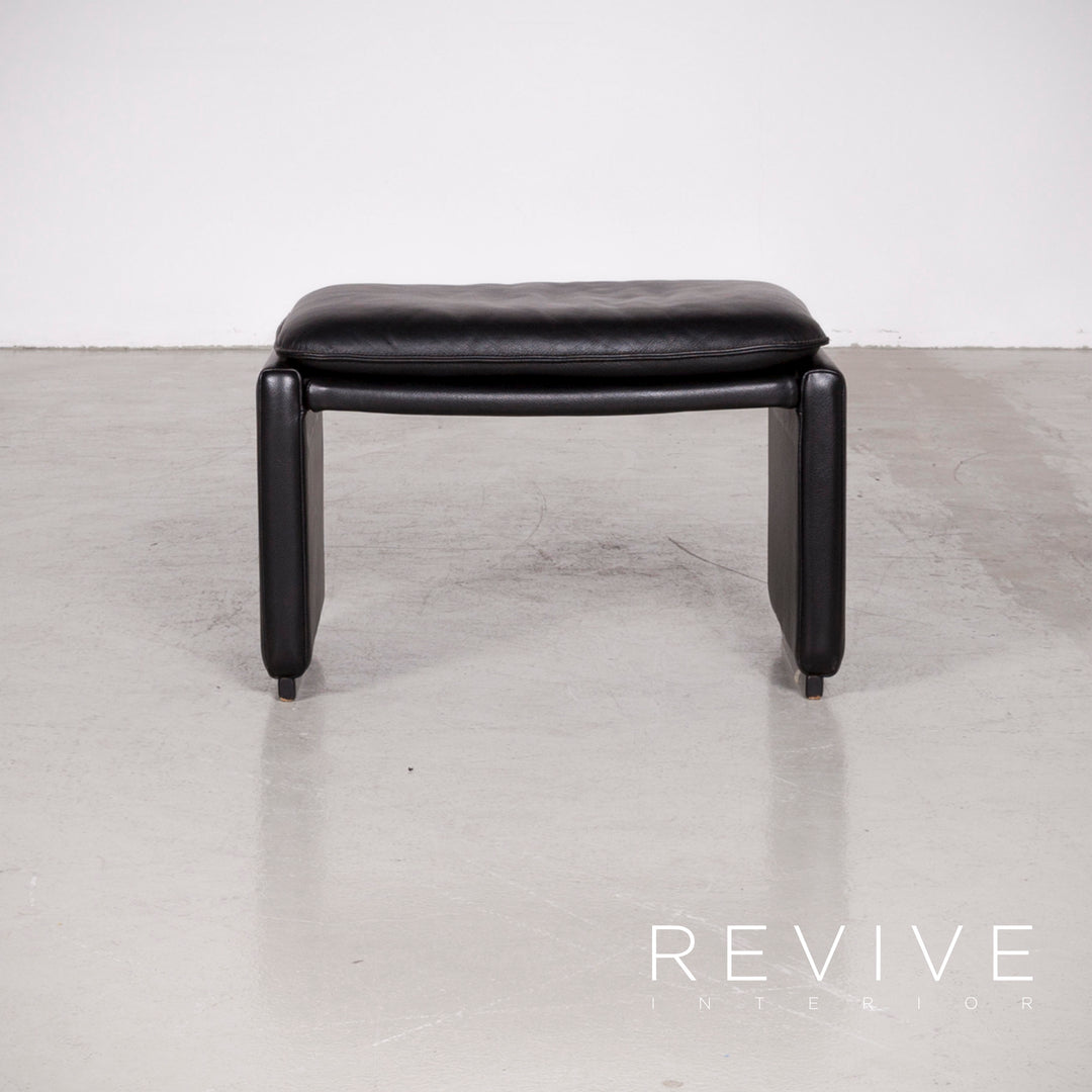 de Sede DS 50 Designer Leder Sessel Hocker Garnitur Schwarz Echtleder Stuhl Relax Funktion #7431