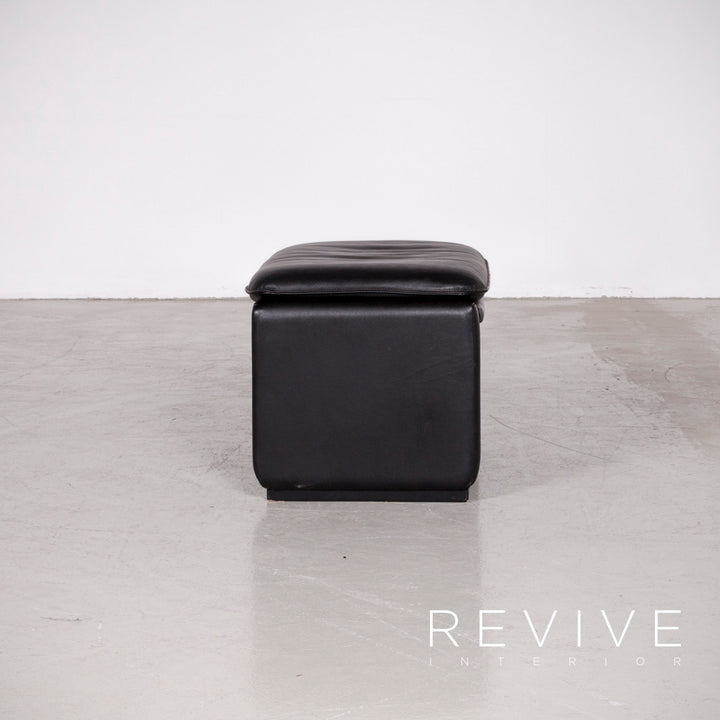 de Sede DS 50 Designer Leder Sessel Hocker Garnitur Schwarz Echtleder Stuhl Relax Funktion #7431