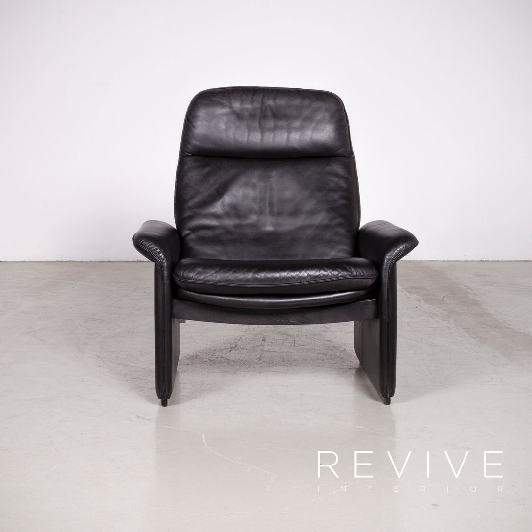 de Sede DS 50 Designer Leder Sessel Hocker Garnitur Schwarz Echtleder Stuhl Relax Funktion #7431