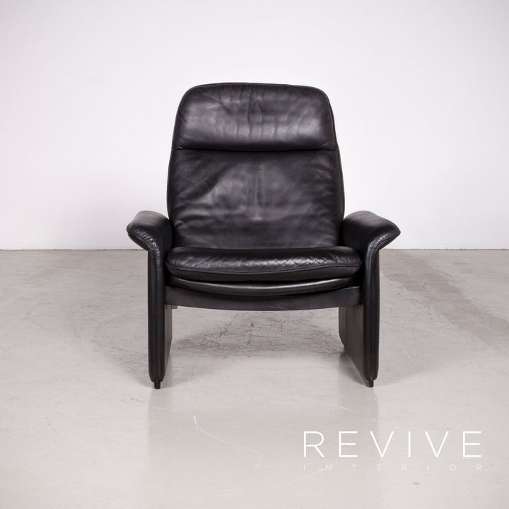 de Sede DS 50 Designer Leder Sessel Hocker Garnitur Schwarz Echtleder Stuhl Relax Funktion #7431