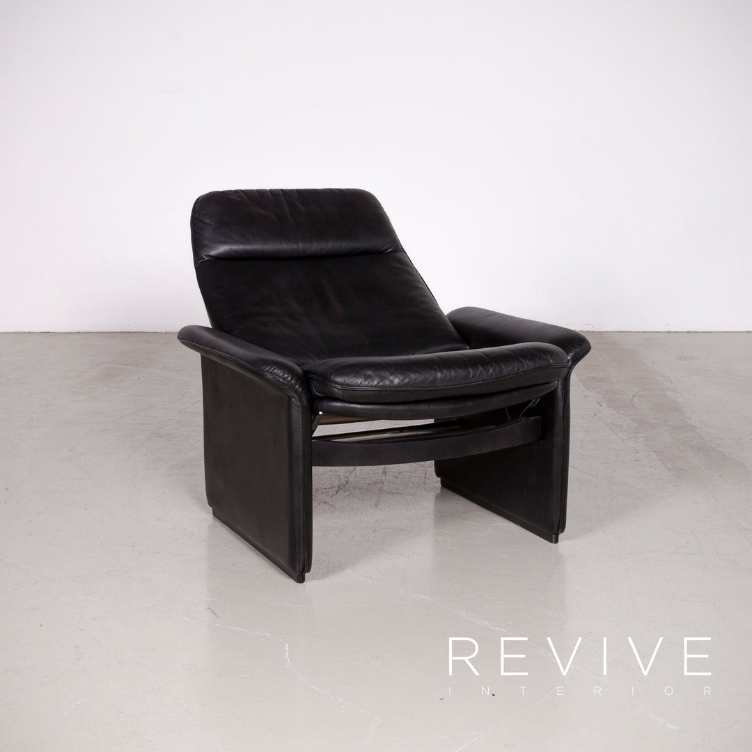 de Sede DS 50 Designer Leder Sessel Hocker Garnitur Schwarz Echtleder Stuhl Relax Funktion #7431