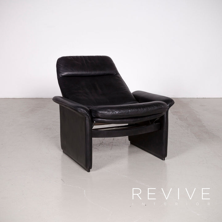 de Sede DS 50 Designer Leder Sessel Hocker Garnitur Schwarz Echtleder Stuhl Relax Funktion #7431
