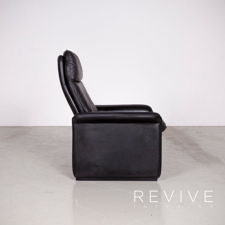 de Sede DS 50 Designer Leder Sessel Hocker Garnitur Schwarz Echtleder Stuhl Relax Funktion #7431