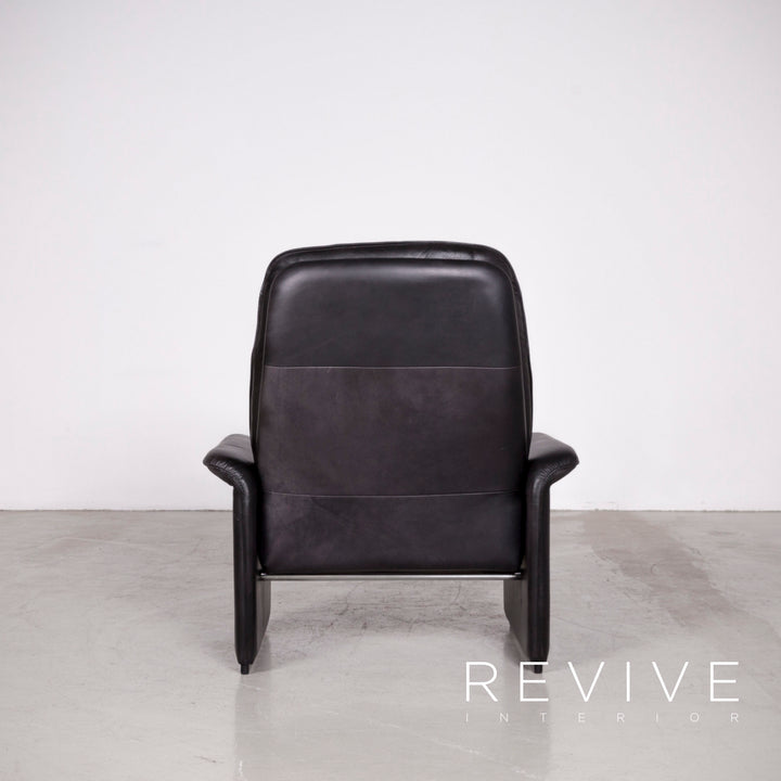 de Sede DS 50 Designer Leder Sessel Hocker Garnitur Schwarz Echtleder Stuhl Relax Funktion #7431