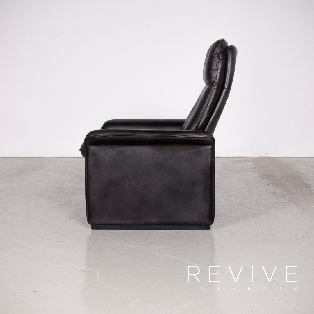 de Sede DS 50 Designer Leder Sessel Hocker Garnitur Schwarz Echtleder Stuhl Relax Funktion #7431