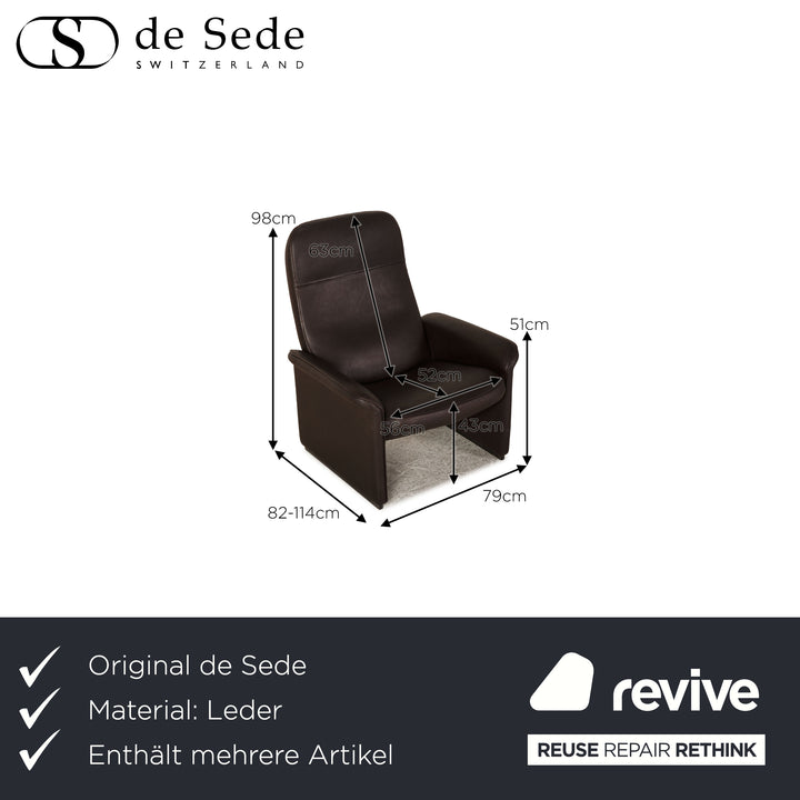 de Sede ds 50 leather armchair set brown function relaxation function