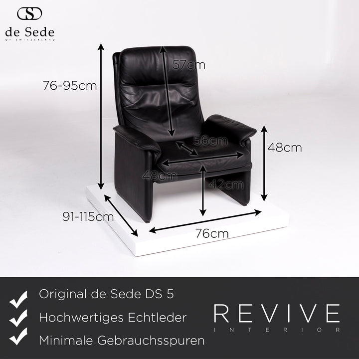 de Sede DS 50 Leder Sessel Schwarz Relaxfunktion Funktion #10390
