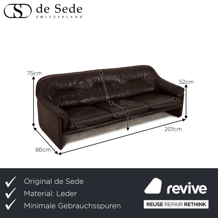 de Sede DS 61 leather three-seater brown sofa couch