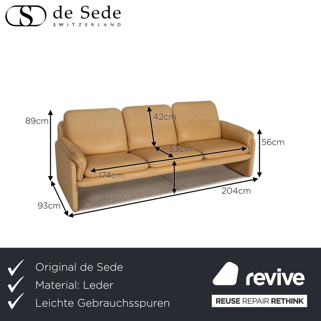 de Sede DS 61 Leder Sofa Beige Dreisitzer Couch