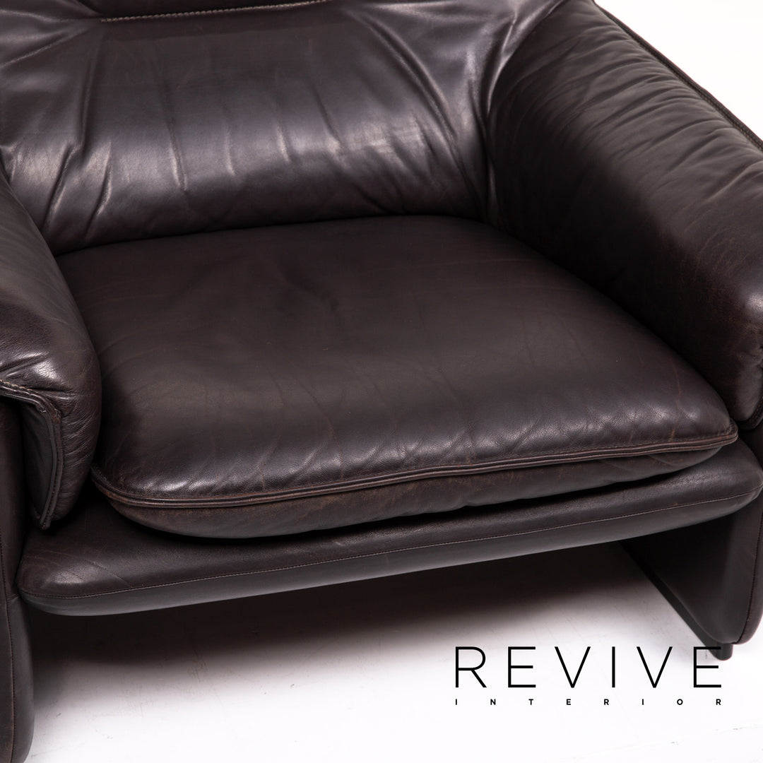de Sede DS 61 Leder Sofa Garnitur Braun Dunkelbraun 1x Zweisitzer 2x Sessel #15119