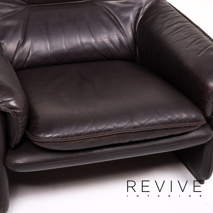 de Sede DS 61 Leder Sofa Garnitur Braun Dunkelbraun 1x Zweisitzer 2x Sessel #15119