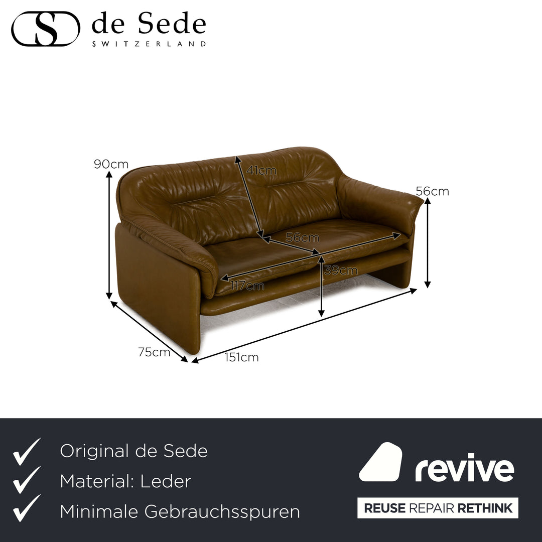 de Sede ds 61 Leder Zweisitzer Dunkelgrün Khaki Sofa Couch