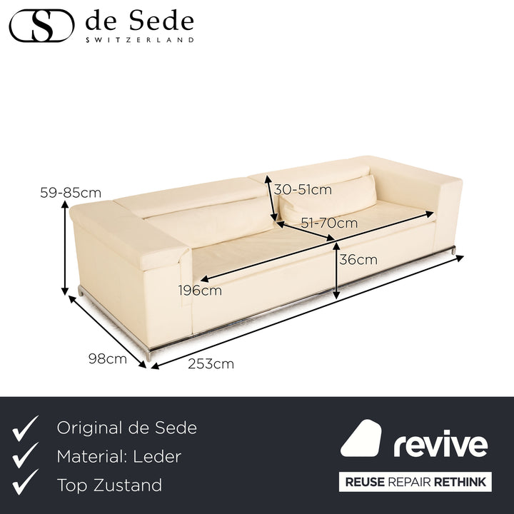 de Sede DS 7 leather three-seater sofa couch cream function