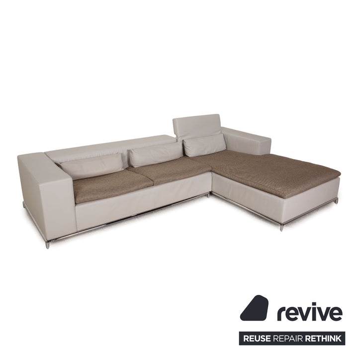 de Sede DS 7 Leder Ecksofa Grau Sofa Stoff Funktion Recamiere rechts
