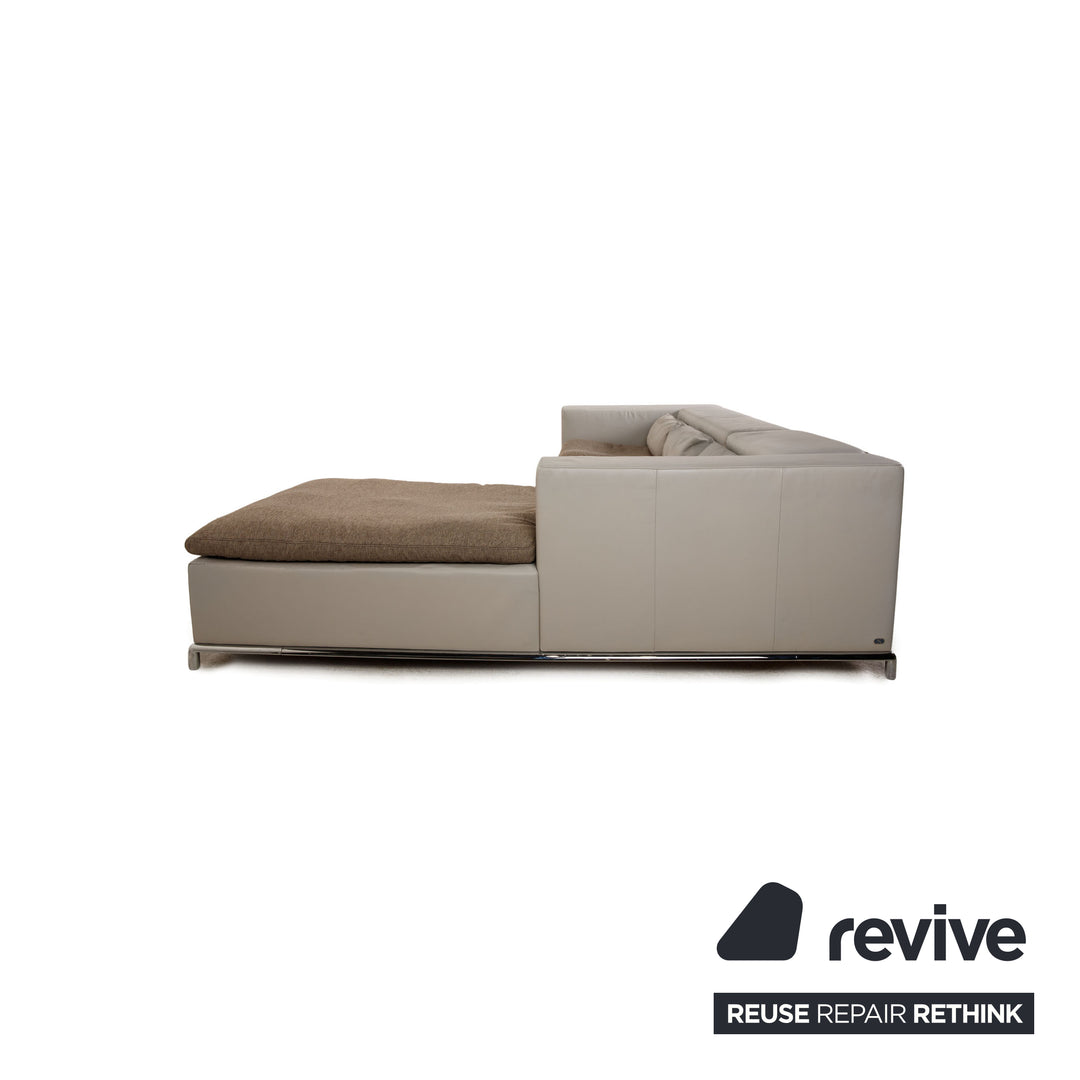 de Sede DS 7 Leder Ecksofa Grau Sofa Stoff Funktion Recamiere rechts