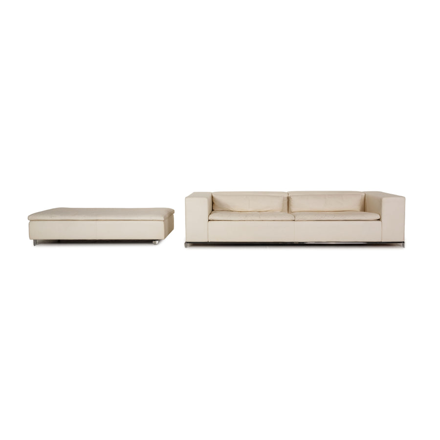 de Sede ds 7 Leder Sofa Garnitur Creme Dreisitzer Hocker Funktion