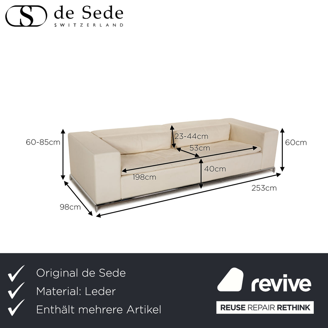 de Sede ds 7 Leder Sofa Garnitur Creme Dreisitzer Hocker Funktion