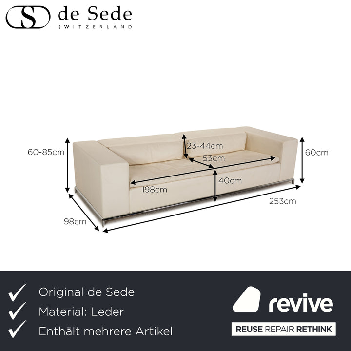 de Sede ds 7 Leder Sofa Garnitur Creme Dreisitzer Hocker Funktion