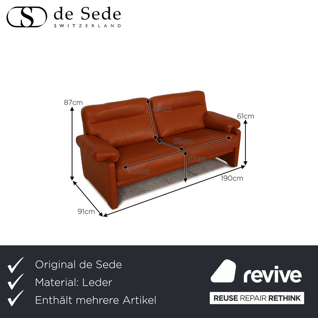 de Sede DS 70 Leder Sofa Garnitur Braun Zweisitzer Dreisitzer Couch