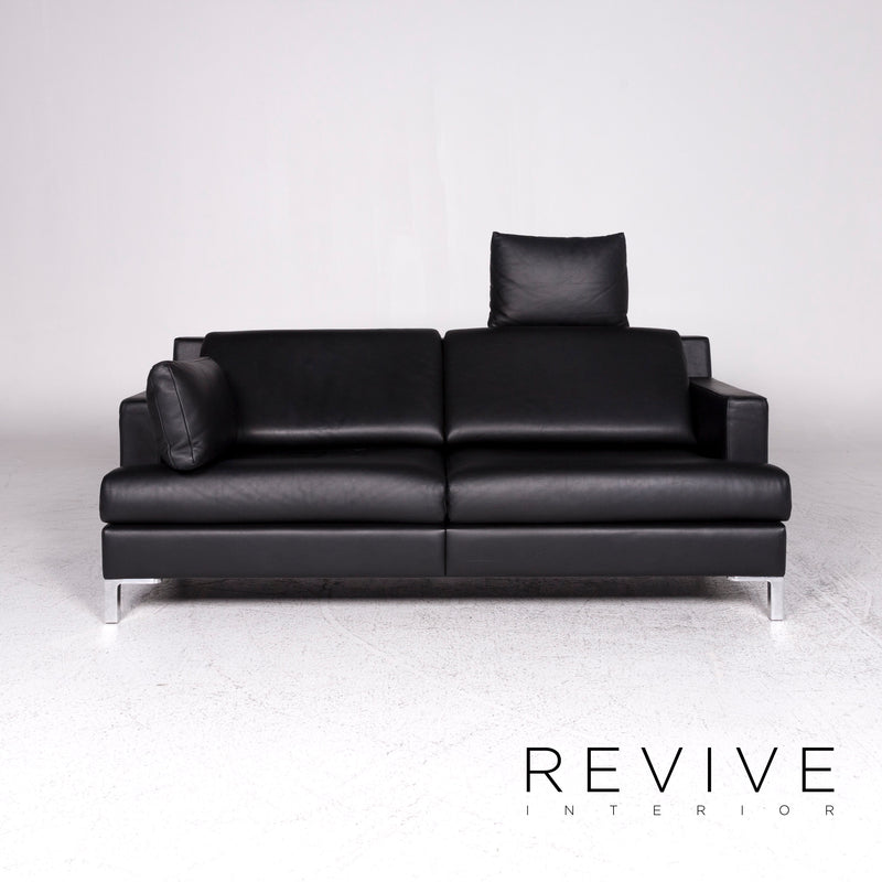 de Sede DS 740 Designer Leder Sofa Schwarz Zweisitzer Couch 